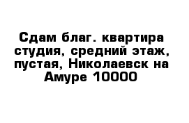 Сдам благ. квартира студия, средний этаж, пустая, Николаевск-на-Амуре 10000